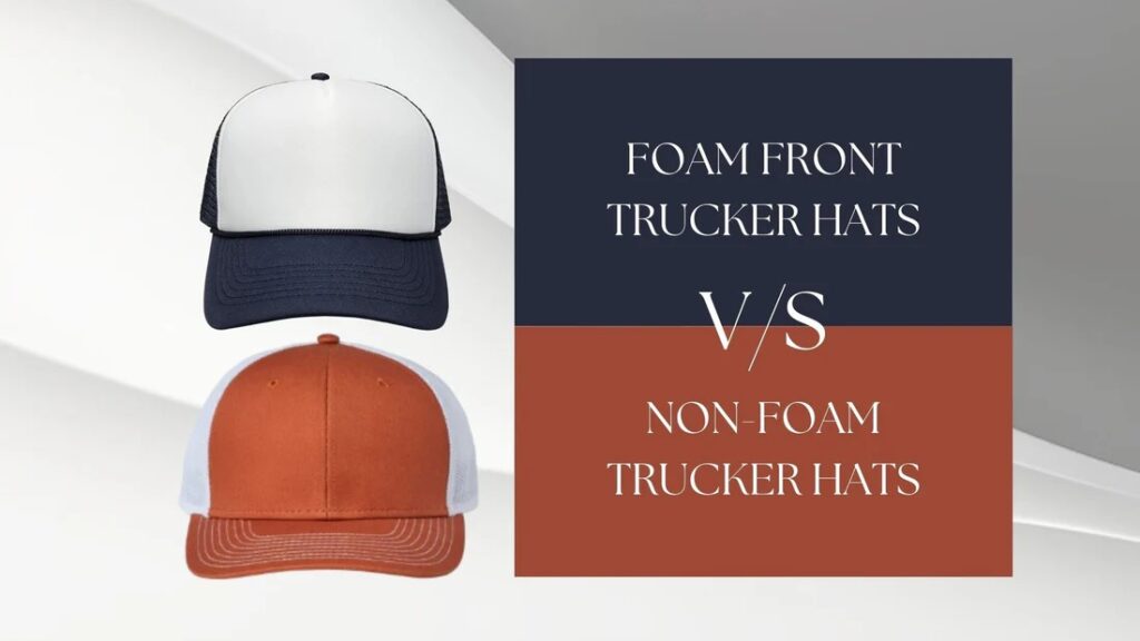 Cinco gorras de camionero con paneles traseros de malla de colores en naranja, rosa, rojo, azul y verde, con paneles delanteros blancos ideales para logotipos o diseños personalizados.