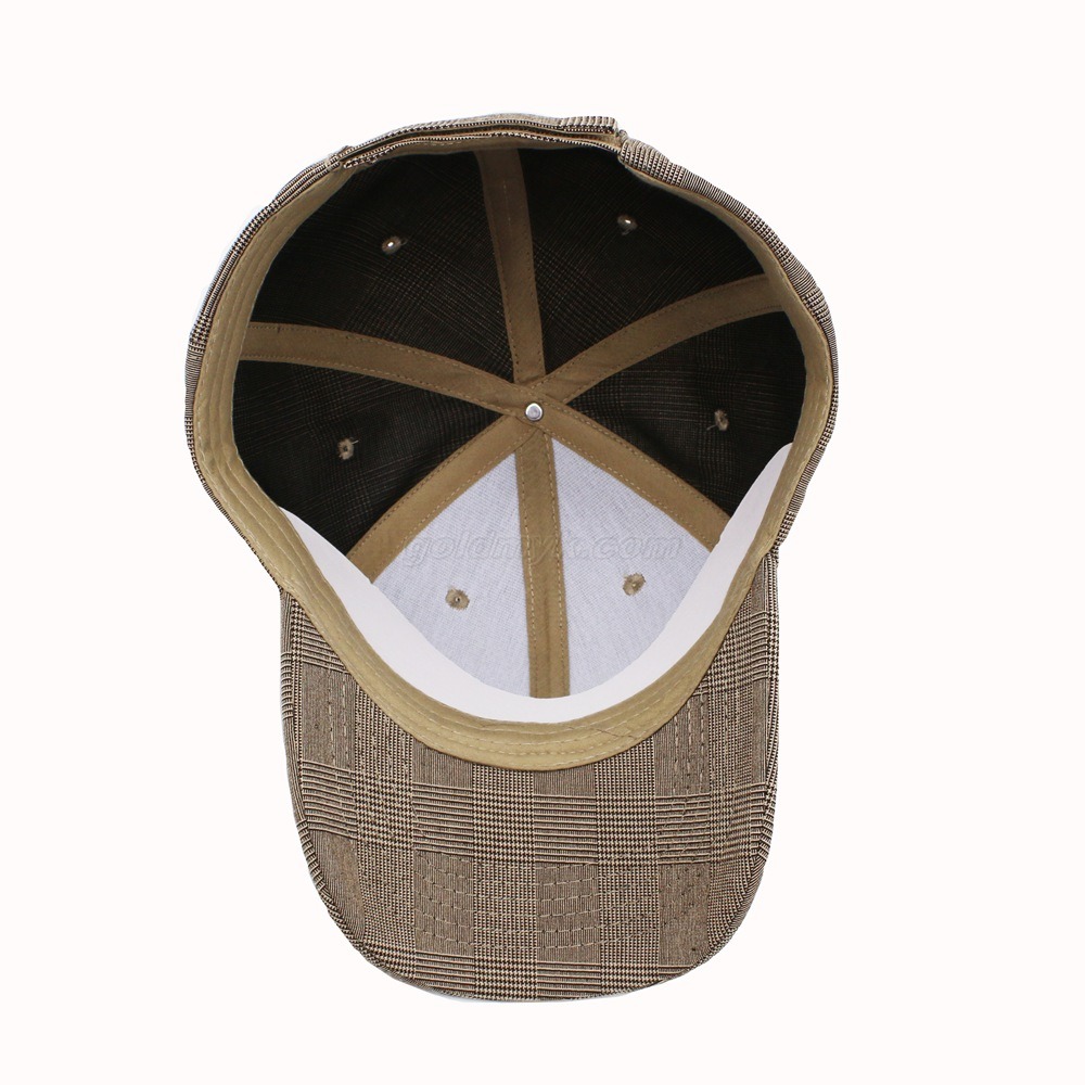 Interior view of plaid baseball cap