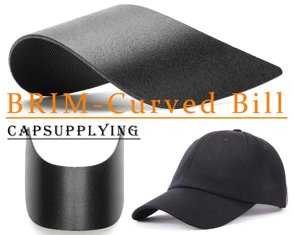 Black curved bill cap with separate brim insert on white background.