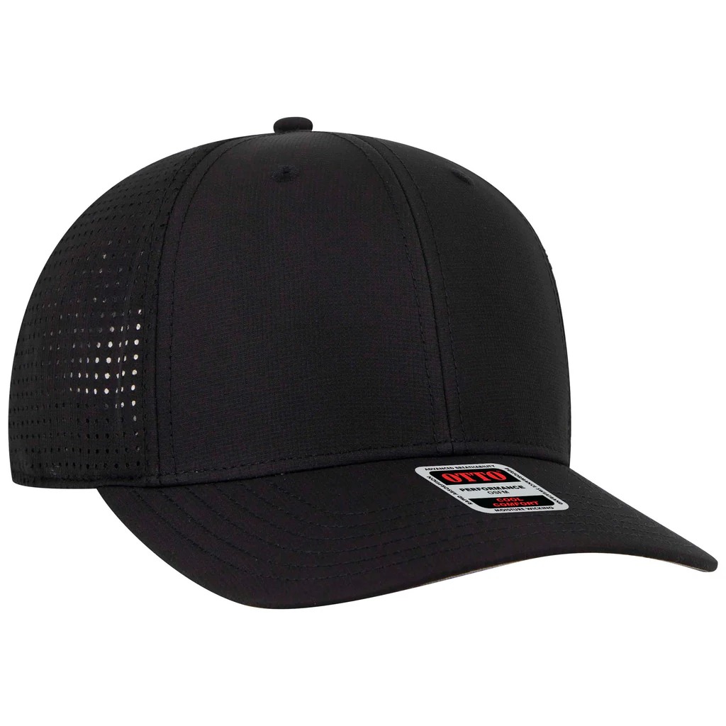 Black athletic cap with mesh sides