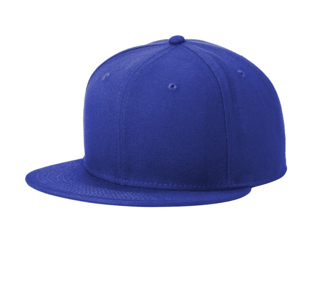 Solid royal blue fitted flat brim cap