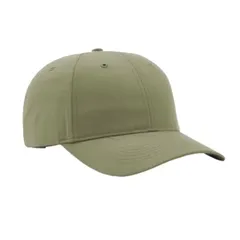 Olive green baseball cap with curved brim