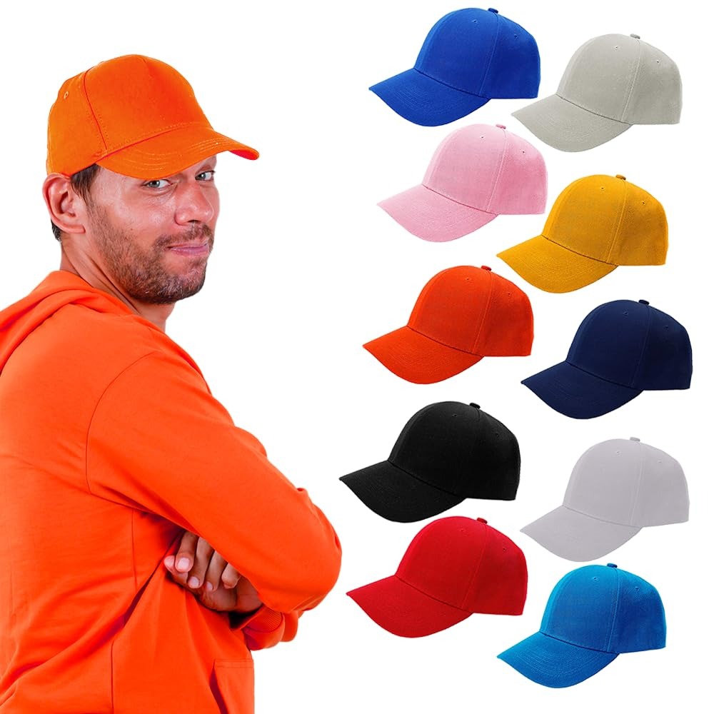 Mann trägt orangefarbene Kappe mit 10 Farboptionen