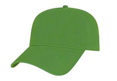 Solid green baseball cap with curved brim and six-panel construction.