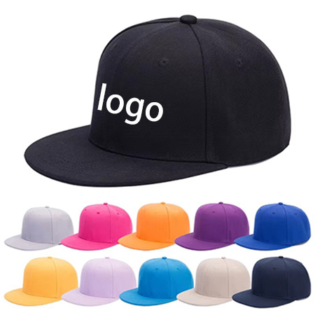 Black snapback cap with "logo" text and variety of colorful caps below.