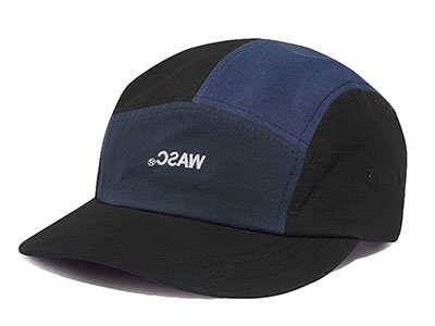 Black and blue panel cap with "WASC" logo embroidered on front.
