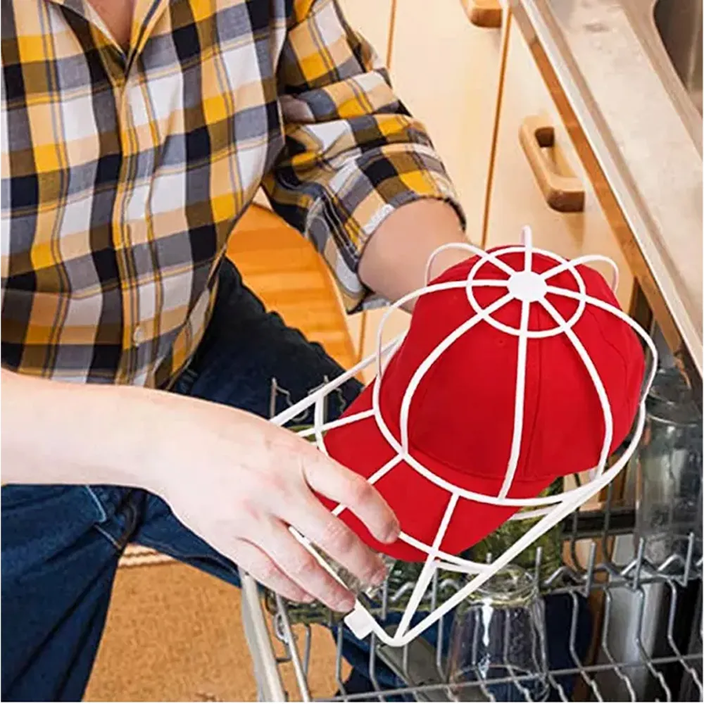 Red cap on a dishwasher rack for cleaning