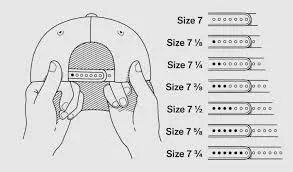 Illustration showing how to adjust snapback cap sizes from 7 to 7 ¾ inches.