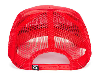 Red mesh back with adjustable snap closure