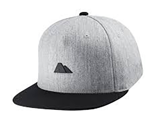 Grey cap with black brim and small black mountain logo on front.